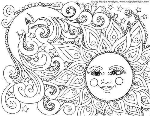 Celestial, moon, sun and crystals illustration drawing style unframed –  eleanorjeandesign