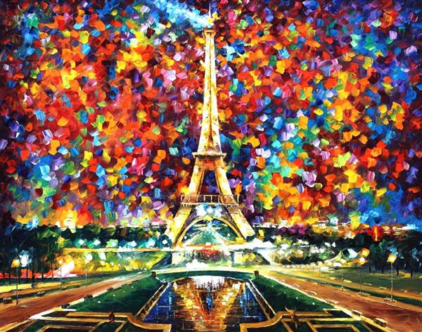 "Eiffel Tower Lighted" by Leonid Afremov "Eiffel Tower Lighted" by Leonid Afremov